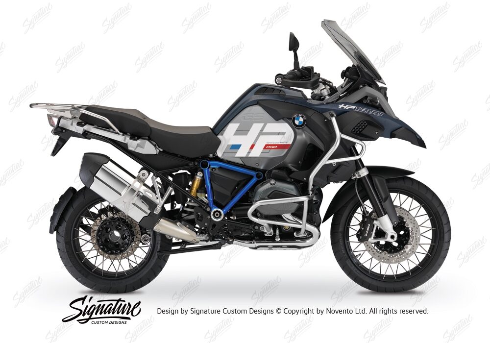 BKIT 3677 BMW R1200GS LC Adventure Ocean Blue HP Edition Side Tank Fender Stickers with Pyramid Frame Blue 01