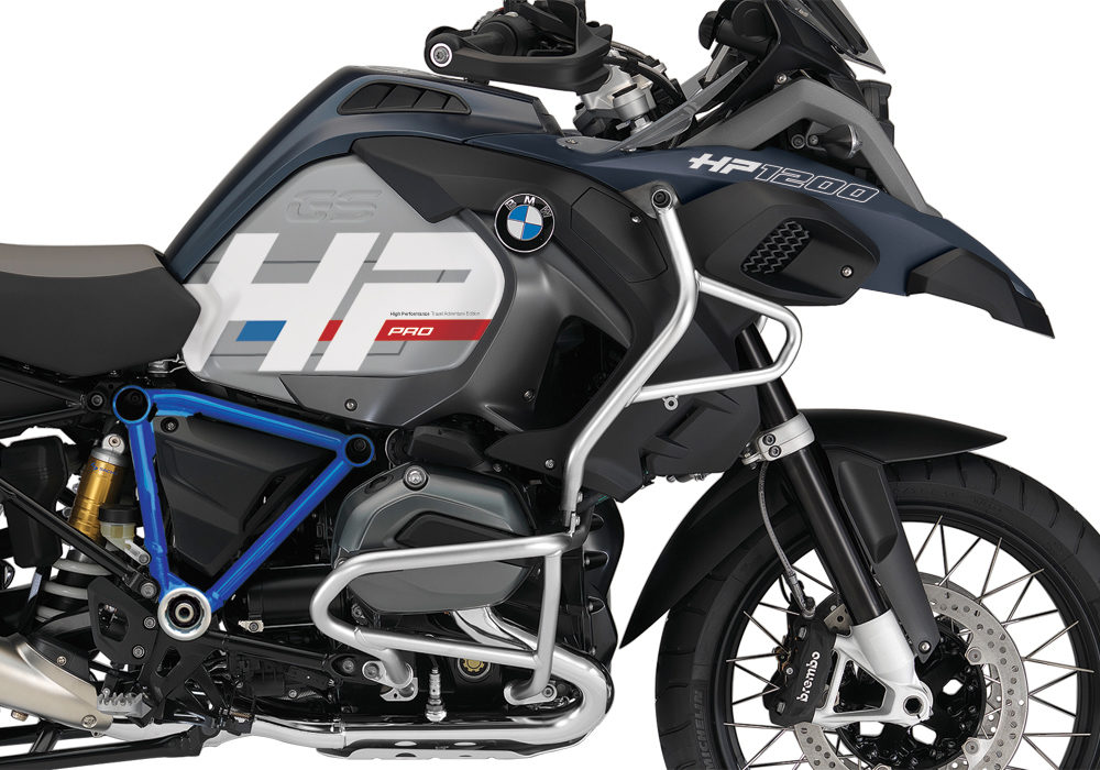 BKIT 3680 BMW R1200GS LC Adventure Ocean Blue HP Edition Side Tank Fender Stickers with Pyramid Frame Panniers Blue 02
