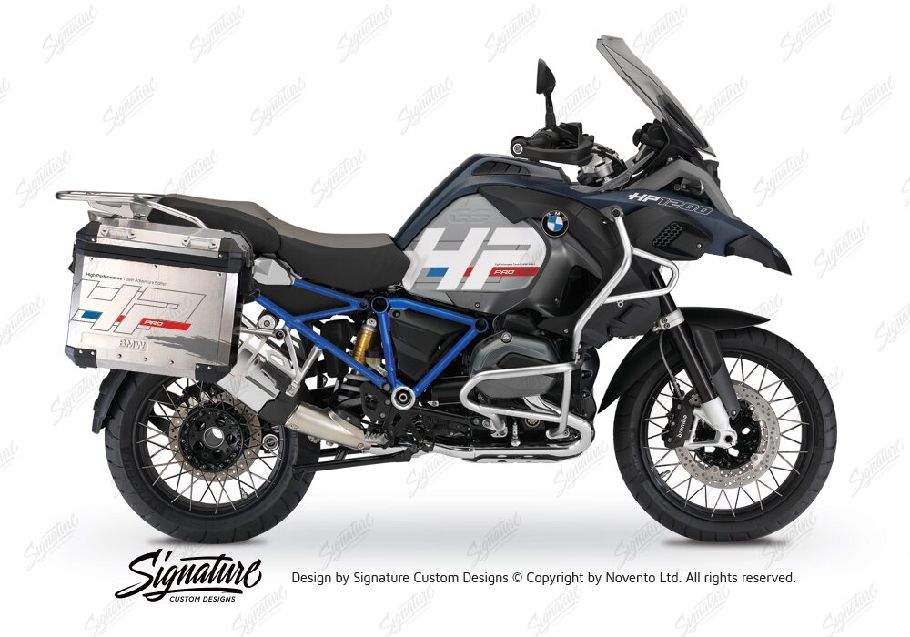 BKIT 3681 BMW R1200GS LC Adventure Ocean Blue HP Edition Side Tank Fender Stickers with Full Frame Panniers Blue 01