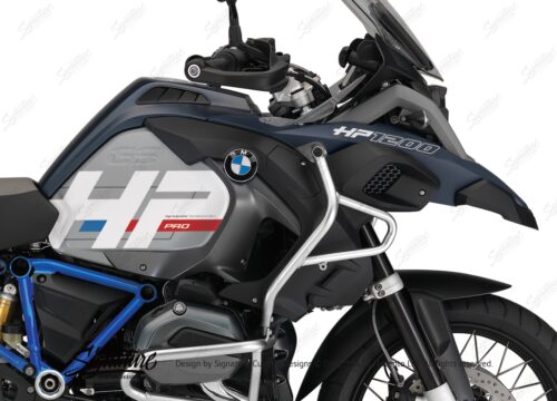 BKIT 3681 BMW R1200GS LC Adventure Ocean Blue HP Edition Side Tank Fender Stickers with Full Frame Panniers Blue 02
