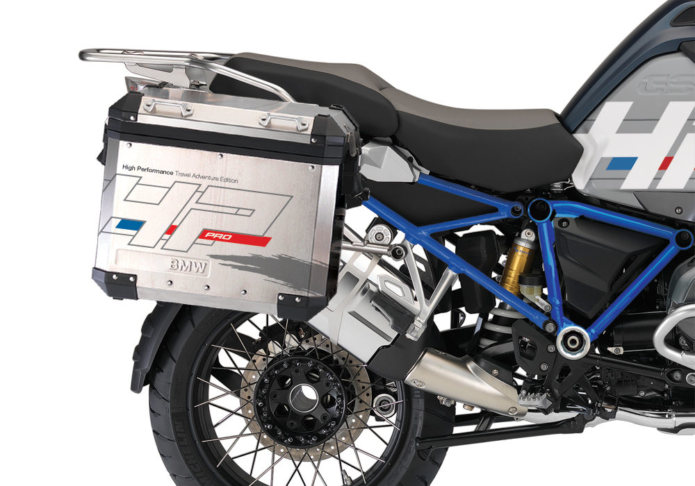 BKIT 3681 BMW R1200GS LC Adventure Ocean Blue HP Edition Side Tank Fender Stickers with Full Frame Panniers Blue 03