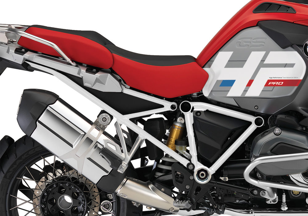BKIT 3684 BMW R1200GS LC Adventure Racing Red HP Edition Side Tank Fender Stickers with Full Frame White 03