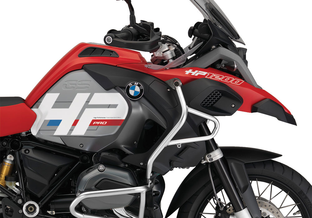BKIT 3685 BMW R1200GS LC Adventure Racing Red HP Edition Side Tank Fender Stickers with Panniers 02