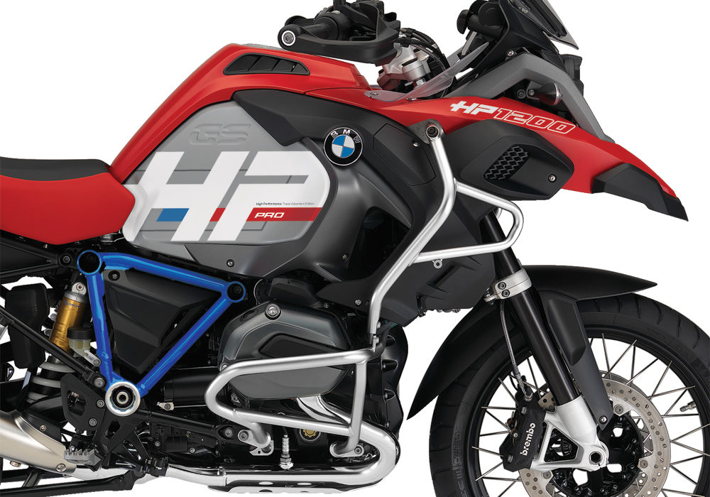 BKIT 3686 BMW R1200GS LC Adventure Racing Red HP Edition Side Tank Fender Stickers with Pyramid Frame Panniers Blue 02