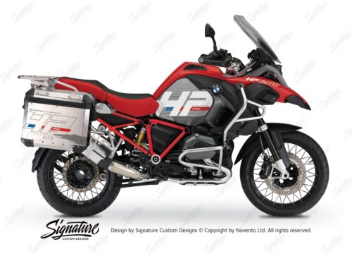 BKIT 3687 BMW R1200GS LC Adventure Racing Red HP Edition Side Tank Fender Stickers with Full Frame Panniers Red 01