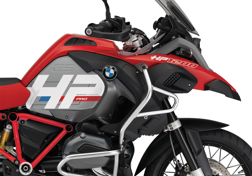 BKIT 3687 BMW R1200GS LC Adventure Racing Red HP Edition Side Tank Fender Stickers with Full Frame Panniers Red 02