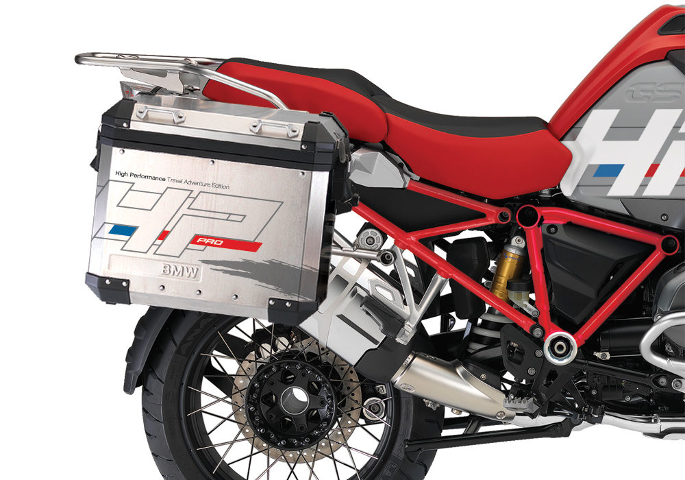 BKIT 3687 BMW R1200GS LC Adventure Racing Red HP Edition Side Tank Fender Stickers with Full Frame Panniers Red 03