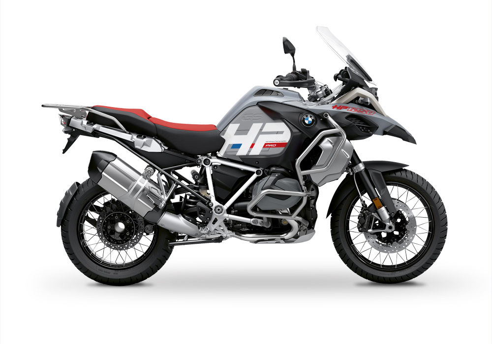BKIT 3689 BMW R1250GS Adventure Ice Grey HP Edition Side Tank Fender Stickers with Pyramid Frame White 01