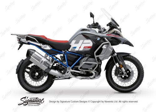 BKIT 3690 BMW R1250GS Adventure Ice Grey HP Edition Side Tank Fender Stickers with Full Frame Blue 01