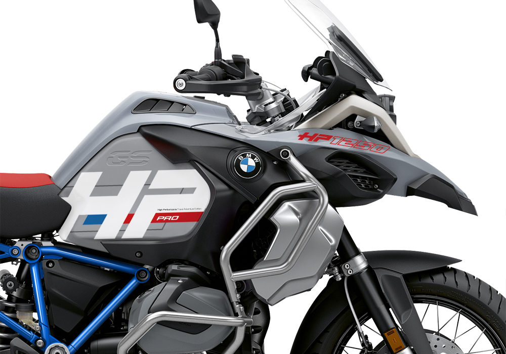 BKIT 3690 BMW R1250GS Adventure Ice Grey HP Edition Side Tank Fender Stickers with Full Frame Blue 02