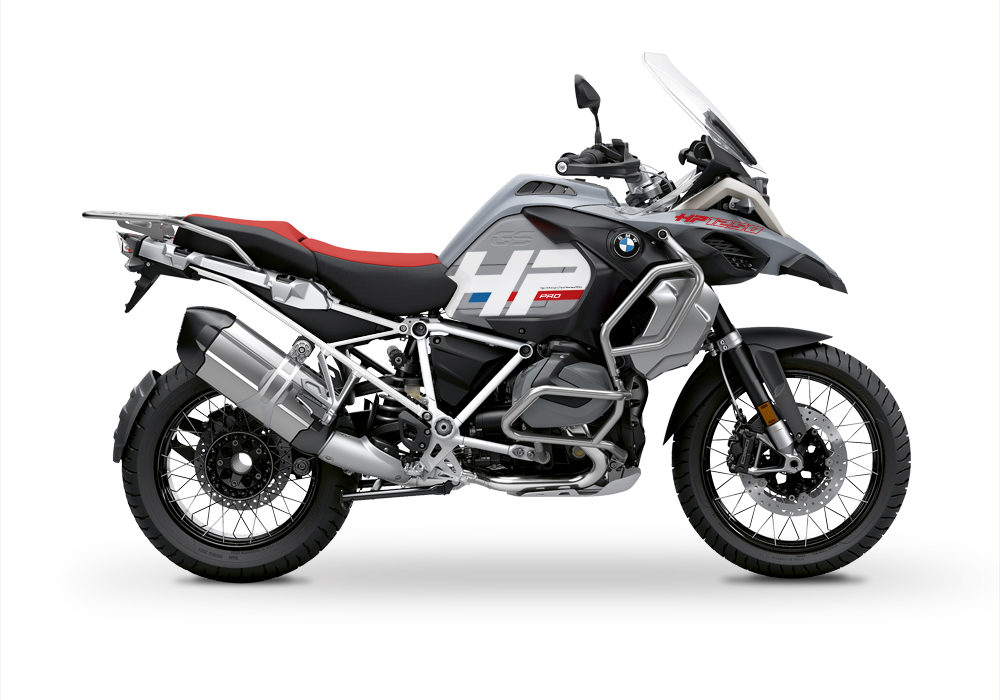 BKIT 3690 BMW R1250GS Adventure Ice Grey HP Edition Side Tank Fender Stickers with Full Frame White 01