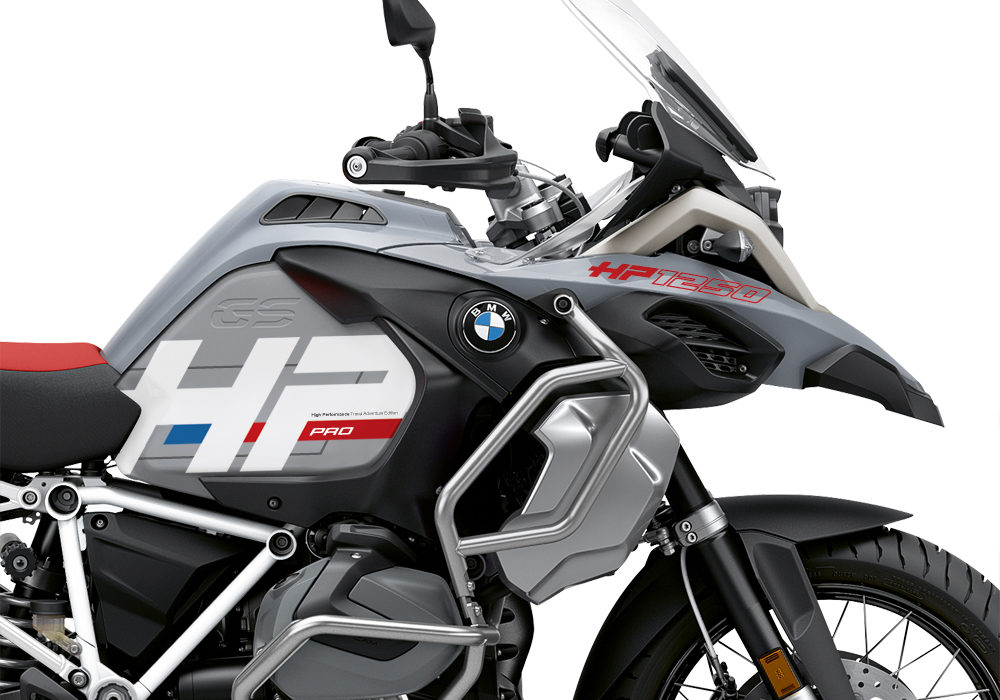 BKIT 3690 BMW R1250GS Adventure Ice Grey HP Edition Side Tank Fender Stickers with Full Frame White 02