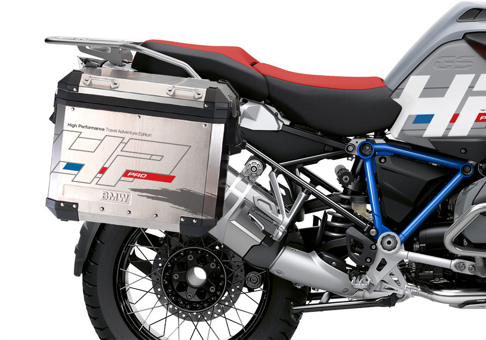 BKIT 3692 BMW R1250GS Adventure Ice Grey HP Edition Side Tank Fender Stickers with Pyramid Frame Panniers Blue 03