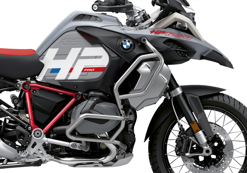 BKIT 3692 BMW R1250GS Adventure Ice Grey HP Edition Side Tank Fender Stickers with Pyramid Frame Panniers Red 02