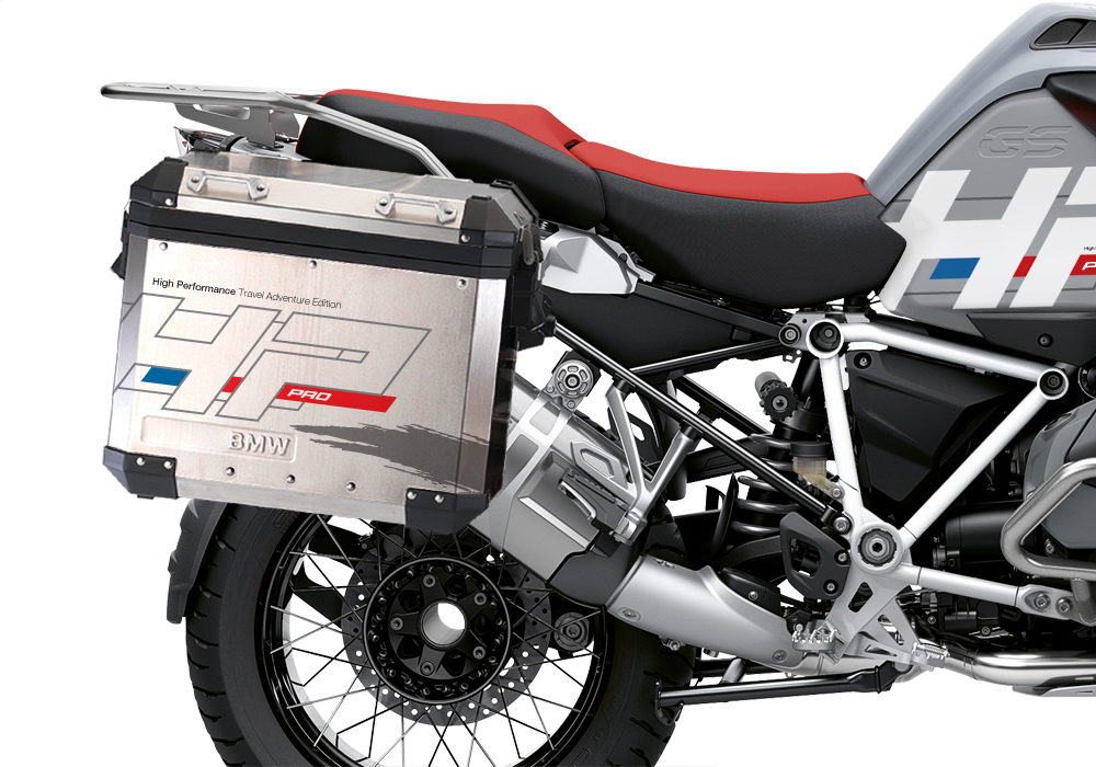 BKIT 3692 BMW R1250GS Adventure Ice Grey HP Edition Side Tank Fender Stickers with Pyramid Frame Panniers White 03