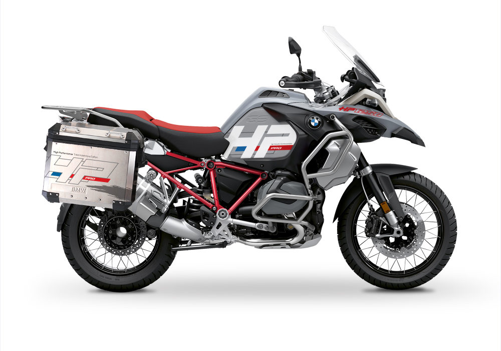 BKIT 3693 BMW R1250GS Adventure Ice Grey HP Edition Side Tank Fender Stickers with Full Frame Panniers Red 01