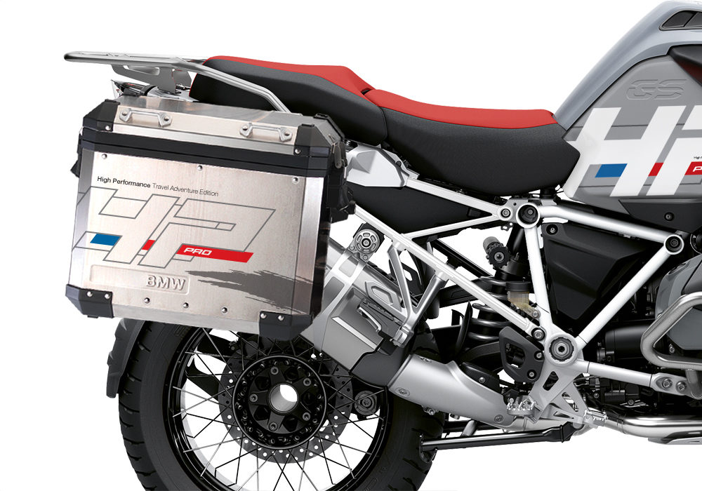 BKIT 3693 BMW R1250GS Adventure Ice Grey HP Edition Side Tank Fender Stickers with Full Frame Panniers White 03