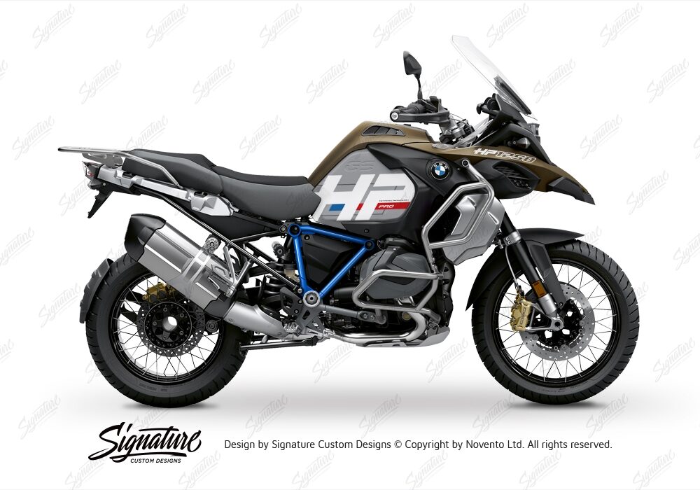 BKIT 3695 BMW R1250GS Adventure Style Exclusive HP Edition Side Tank Fender Stickers with Pyramid Frame Blue 01