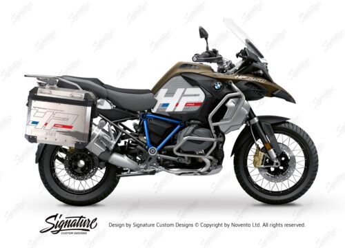 BKIT 3698 BMW R1250GS Adventure Style Exclusive HP Edition Side Tank Fender Stickers with Pyramid Frame Panniers Blue 01