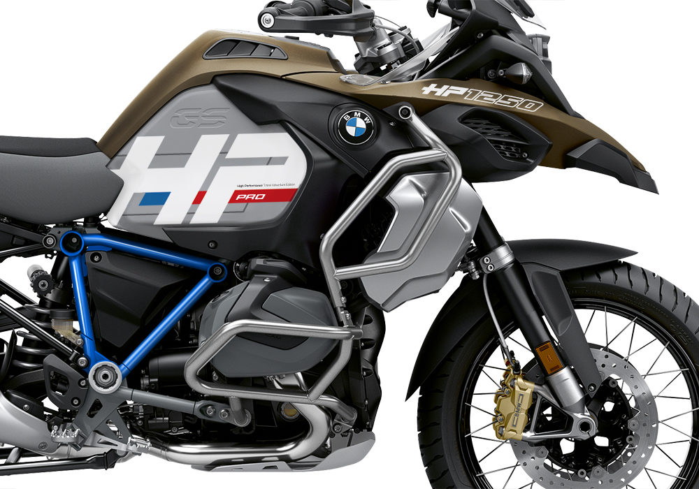 BKIT 3698 BMW R1250GS Adventure Style Exclusive HP Edition Side Tank Fender Stickers with Pyramid Frame Panniers Blue 02