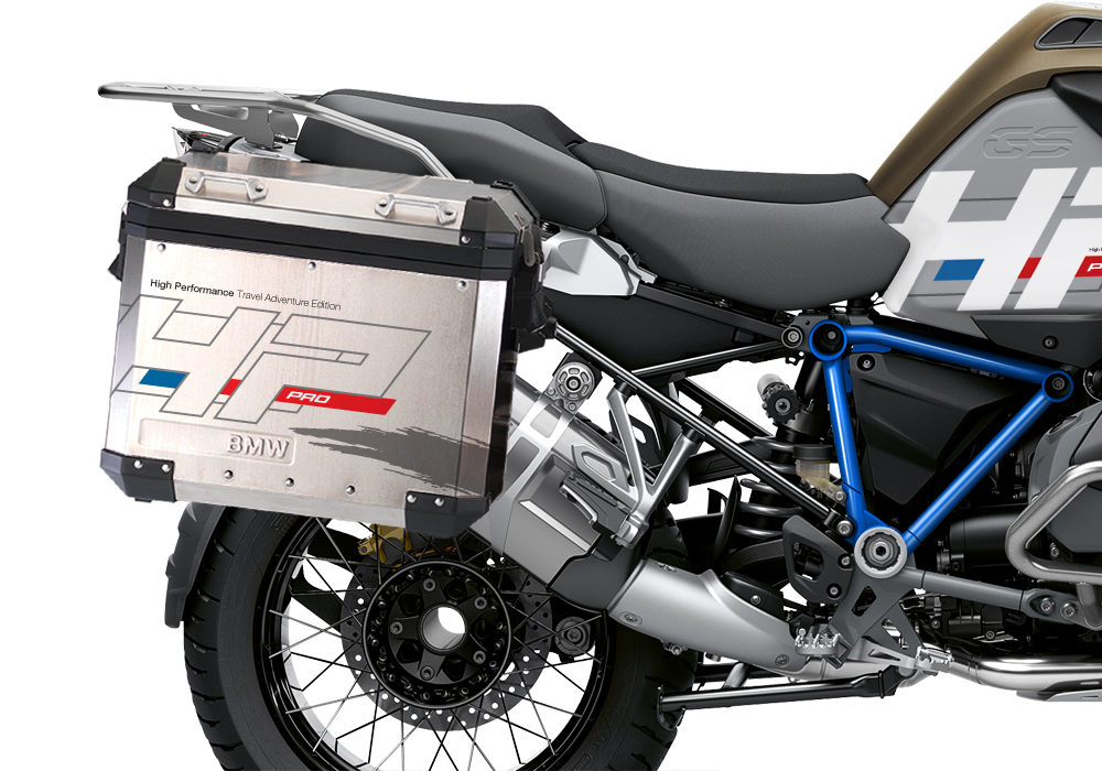 BKIT 3698 BMW R1250GS Adventure Style Exclusive HP Edition Side Tank Fender Stickers with Pyramid Frame Panniers Blue 03