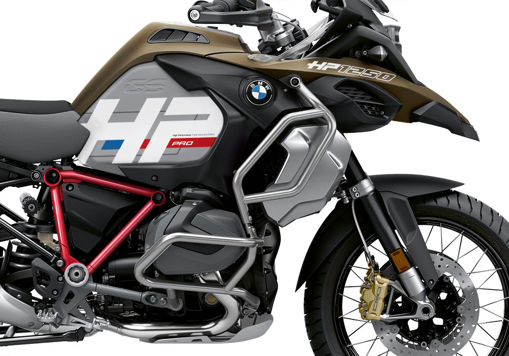 BKIT 3698 BMW R1250GS Adventure Style Exclusive HP Edition Side Tank Fender Stickers with Pyramid Frame Panniers Red 02