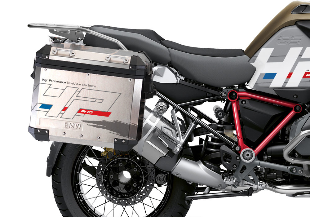 BKIT 3698 BMW R1250GS Adventure Style Exclusive HP Edition Side Tank Fender Stickers with Pyramid Frame Panniers Red 03