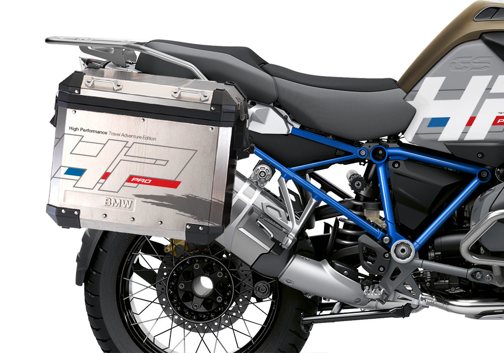BKIT 3699 BMW R1250GS Adventure Style Exclusive HP Edition Side Tank Fender Stickers with Full Frame Panniers Blue 03
