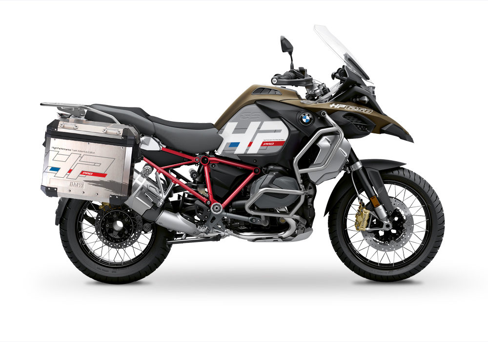 BKIT 3699 BMW R1250GS Adventure Style Exclusive HP Edition Side Tank Fender Stickers with Full Frame Panniers Red 01