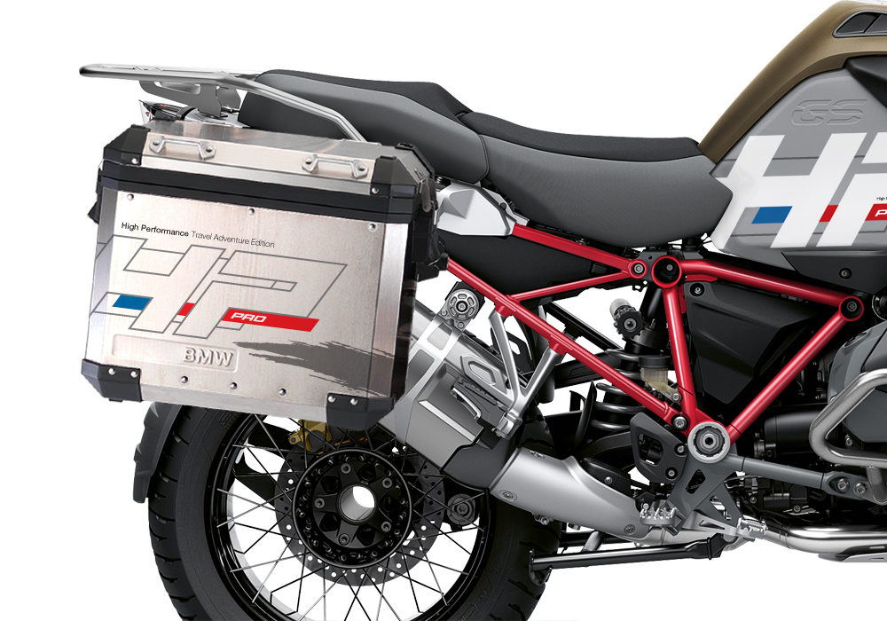 BKIT 3699 BMW R1250GS Adventure Style Exclusive HP Edition Side Tank Fender Stickers with Full Frame Panniers Red 03