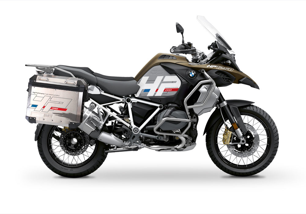 BKIT 3699 BMW R1250GS Adventure Style Exclusive HP Edition Side Tank Fender Stickers with Full Frame Panniers White 01
