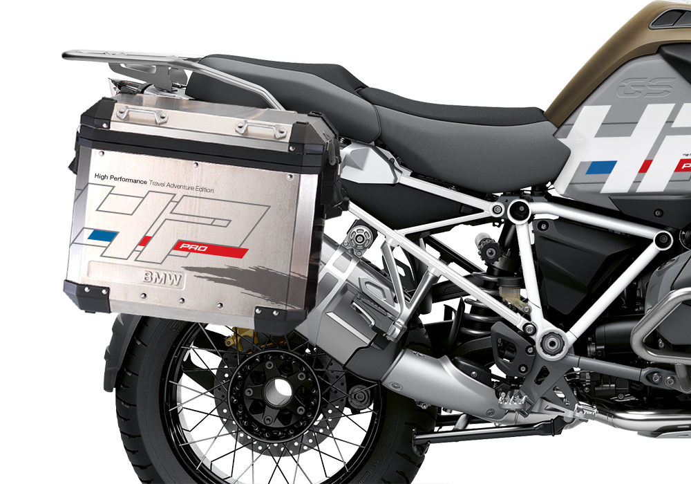 BKIT 3699 BMW R1250GS Adventure Style Exclusive HP Edition Side Tank Fender Stickers with Full Frame Panniers White 03