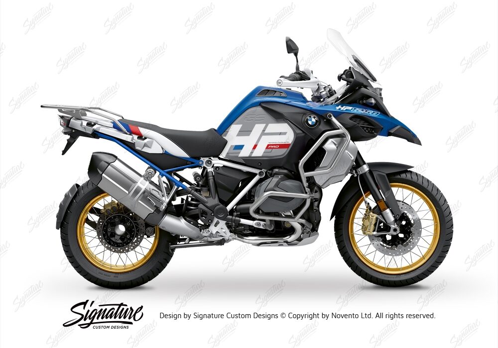 BKIT 3701 BMW R1250GS Adventure Style HP Silver Tank HP Edition Side Tank Fender Stickers with Subrame Blue 01
