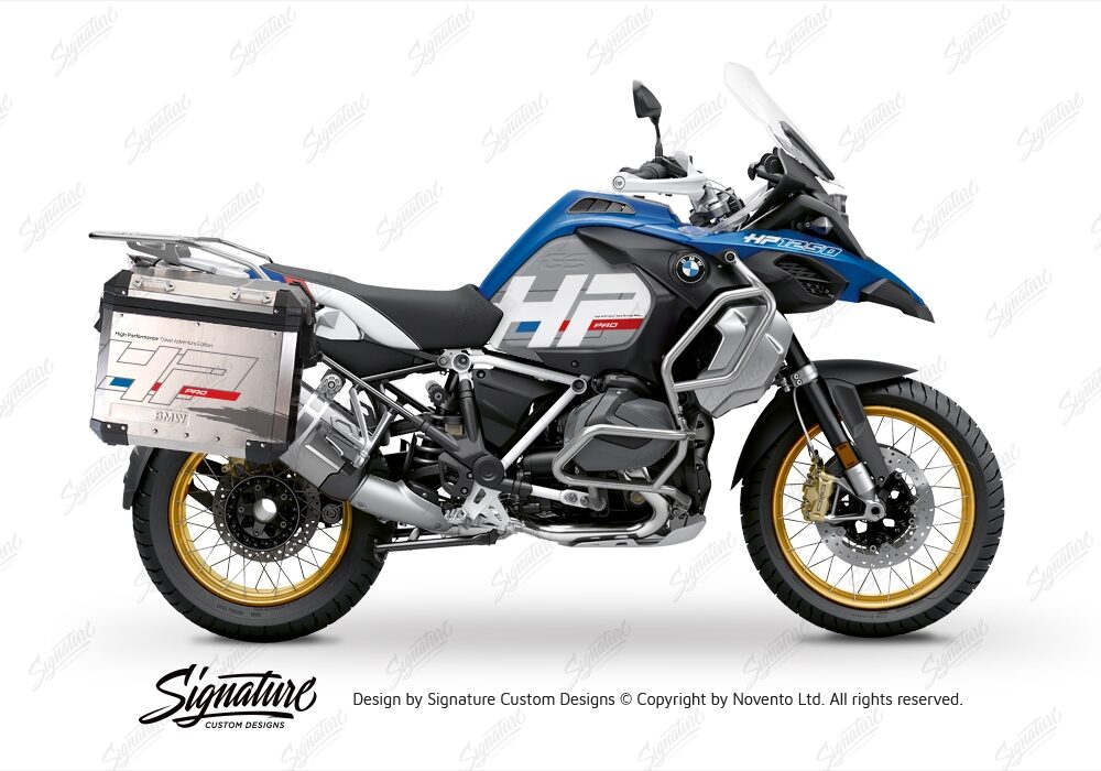 BKIT 3702 BMW R1250GS Adventure Style HP Silver Tank HP Edition Side Tank Fender Stickers with Panniers 01