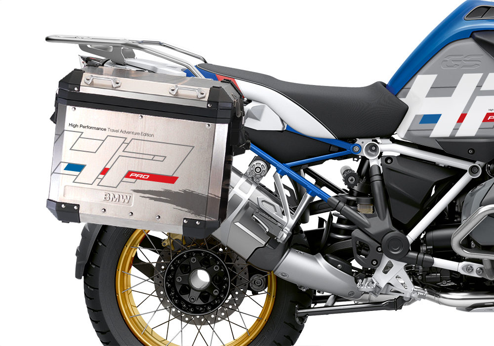 BKIT 3703 BMW R1250GS Adventure Style HP Silver Tank HP Edition Side Tank Fender Stickers with Subrame Panniers Blue 03