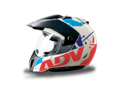 HEL 3704 BMW Enduro 2010 Helmet White Safari Fluo Red Blue Stickers Kit Left