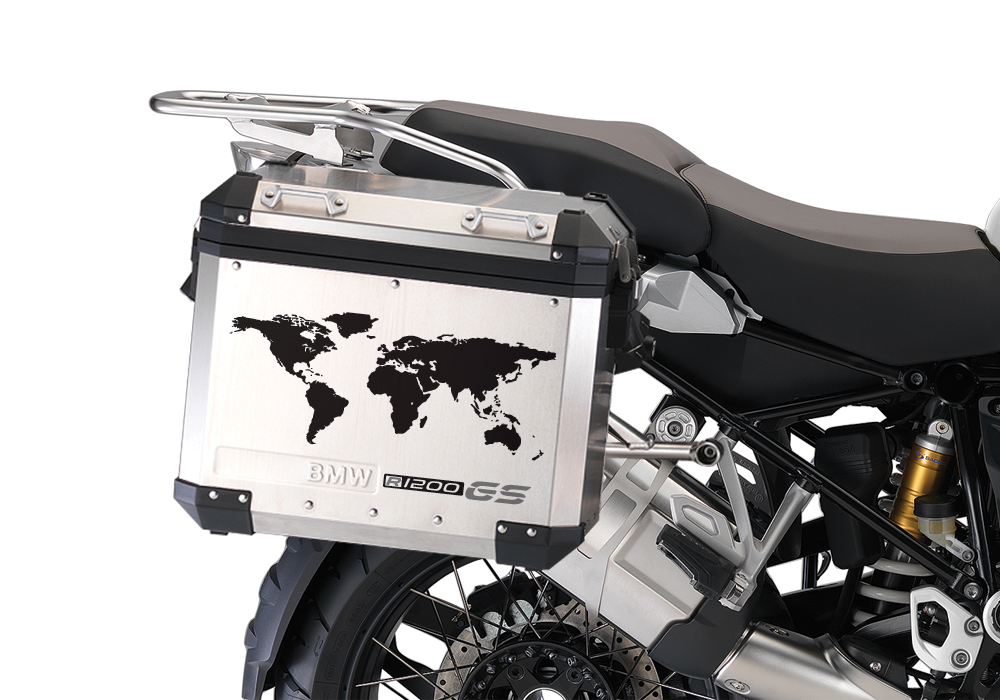 BSTI 1008 BMW GS Alluminium Panniers The World R1200GS Stickers Silver 02