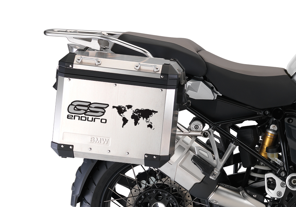 BSTI 1015 BMW GS Alluminium Panniers The World GS Enduro Stickers Silver 02