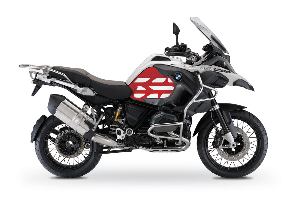 BSTI 3766 BMW R1200GS LC Adventure Alpine White Side Tank Wrap with GS Lines Stickers Red 01