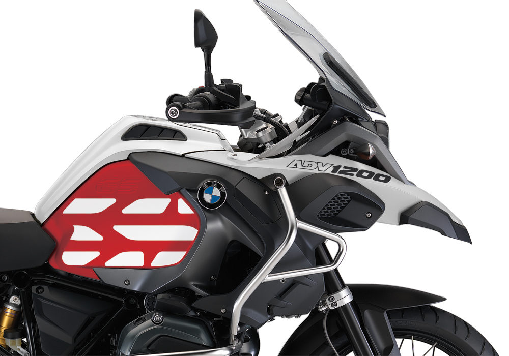 BSTI 3766 BMW R1200GS LC Adventure Alpine White Side Tank Wrap with GS Lines Stickers Red 02