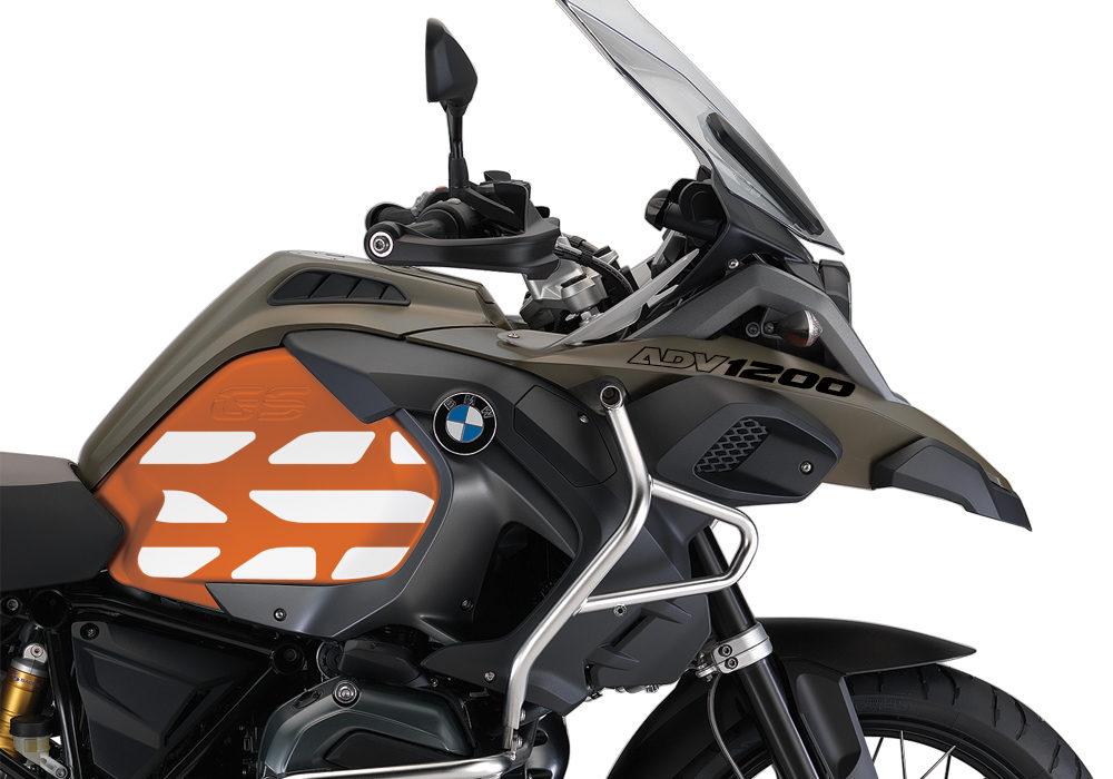 BSTI 3768 BMW R1200GS LC Adventure Olive Matte Side Tank Wrap with GS Lines Stickers Orange 02
