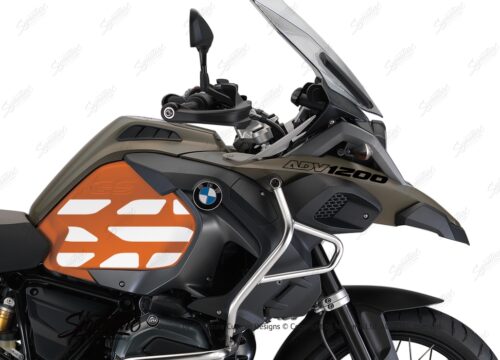 BSTI 3768 BMW R1200GS LC Adventure Olive Matte Side Tank Wrap with GS Lines Stickers Orange 02