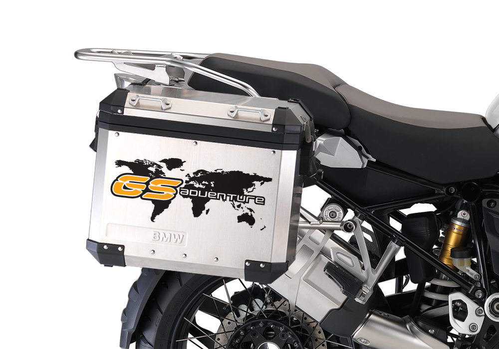 BSTI 3778 BMW GS Alluminium Panniers The World GS Adventure Stickers Saffron Yellow 02