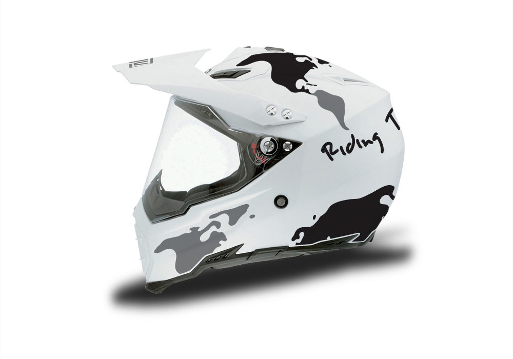 HEL 3730 AGV AX 8 DUAL Helmet White The Globe Black Silver Stickers Kit Left