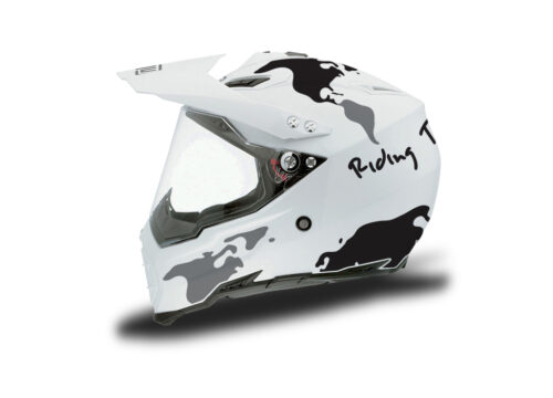 HEL 3730 AGV AX 8 DUAL Helmet White The Globe Black Silver Stickers Kit Left