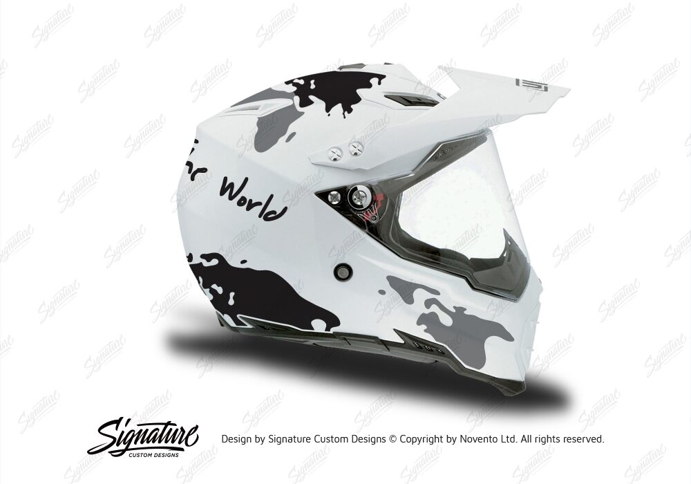 HEL 3730 AGV AX 8 DUAL Helmet White The Globe Black Silver Stickers Kit Right