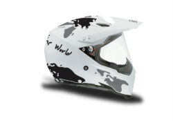 HEL 3730 AGV AX 8 DUAL Helmet White The Globe Black Silver Stickers Kit Right