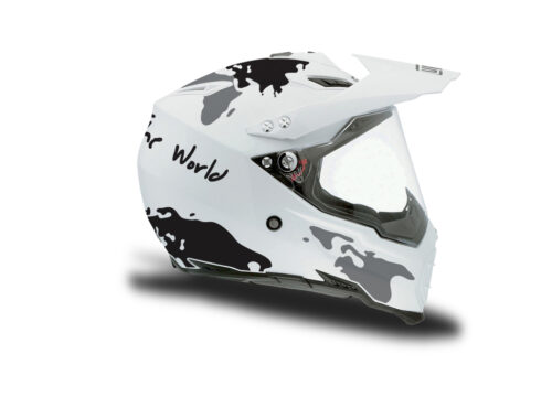 HEL 3730 AGV AX 8 DUAL Helmet White The Globe Black Silver Stickers Kit Right