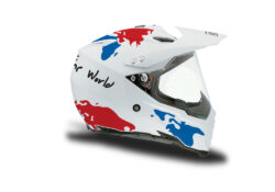 HEL 3731 AGV AX 8 DUAL Helmet White The Globe Blue Red Stickers Kit Right