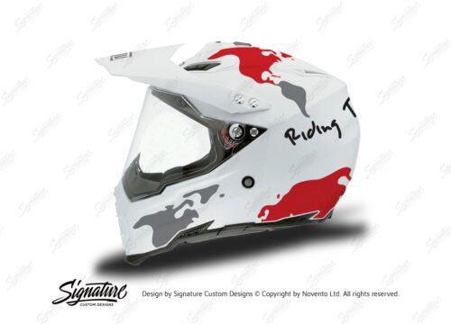 HEL 3732 AGV AX 8 DUAL Helmet White The Globe Red Silver Stickers Kit Left